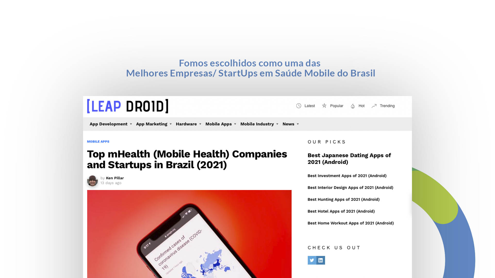 Fomos nomeados como uma das principais empresas de saúde móvel no Brasil pela Leap Droid