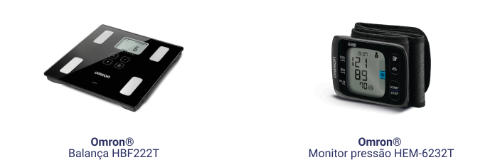 Balança Omron HBF222T e monitor de pressão Omron HEM-6232T compatíveis com o app Glic